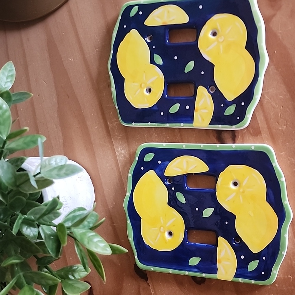 Vintage Bella Casa Lemon-Themed Double Light Switch Cover